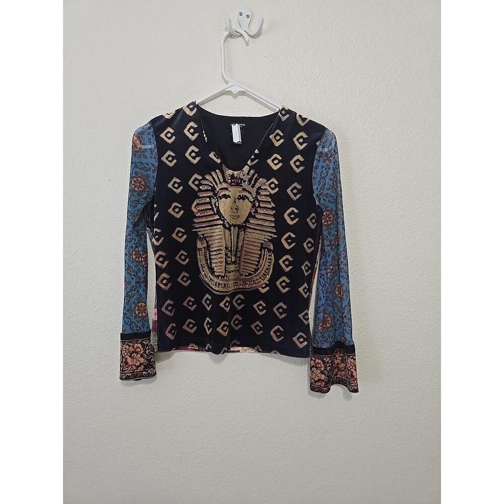 Jane Doe Vintage Beaded Long Sleeve Top Women Multi-Color, Size M